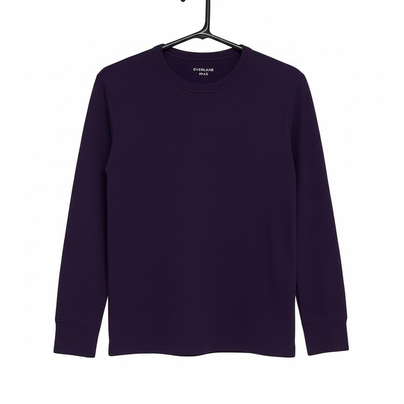 Everlane Dark Purple Waffle Long-Sleeve Crew Tee - Picture 1 of 5